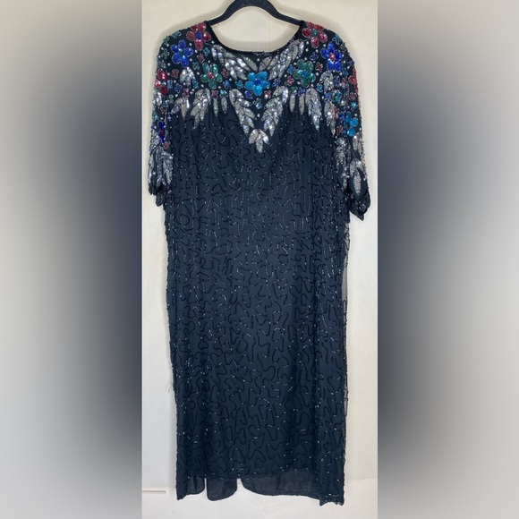Vintage Beaded Silk Special Occasion Dress Plus Size 4X - Picture 1 of 11